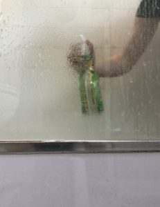 Dirty shower window